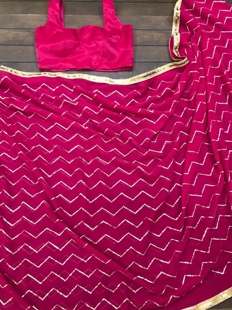 Pink georgette sequence work saree