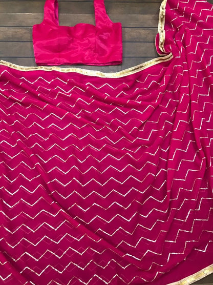 Pink georgette sequence work saree