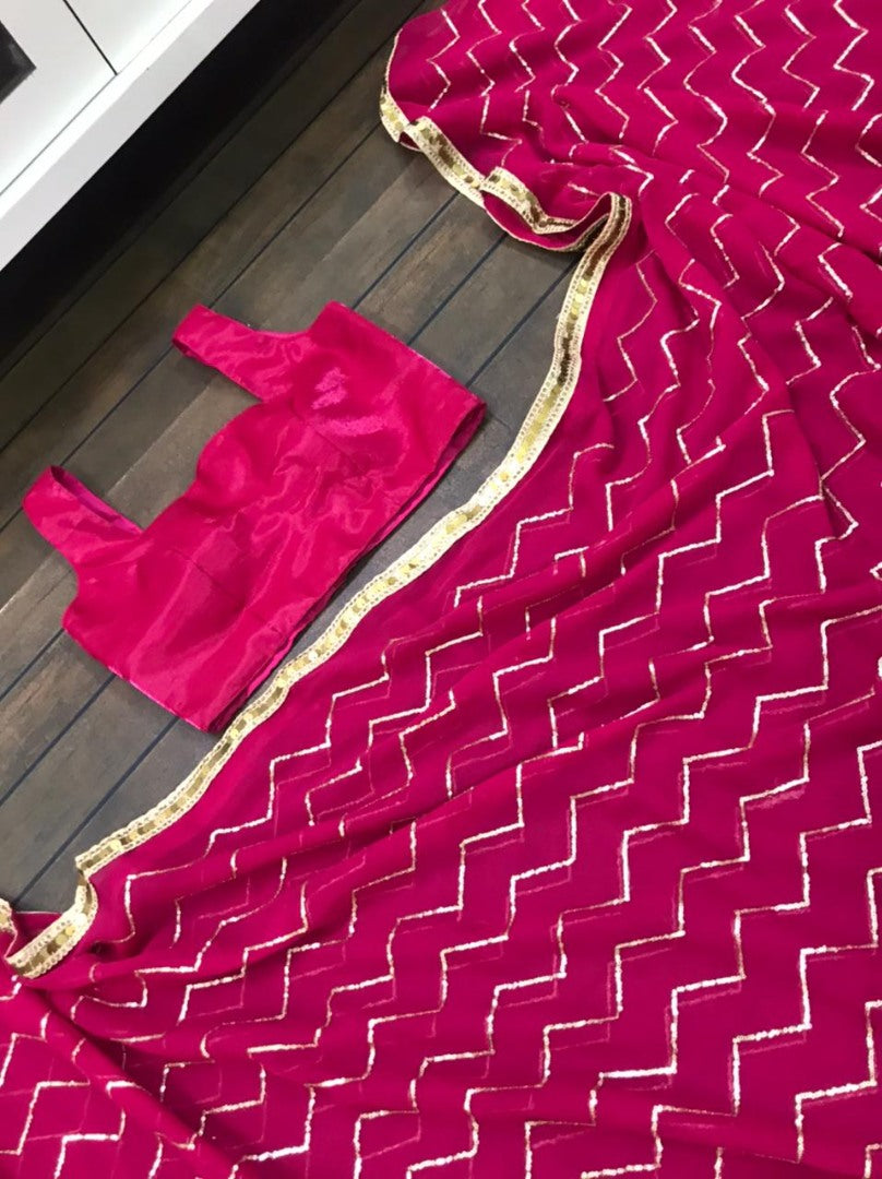 Pink georgette sequence work saree