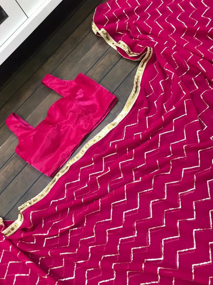 Pink georgette sequence work saree