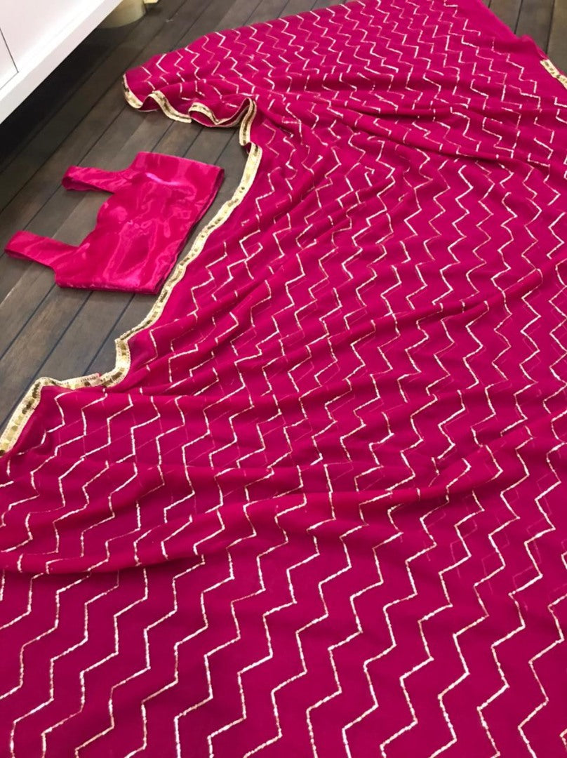 Pink georgette sequence work saree