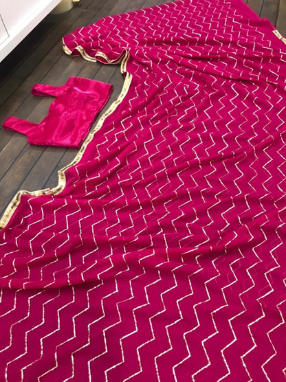 Pink georgette sequence work saree