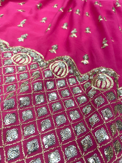 Pink georgette sequence work sharara salwar suit