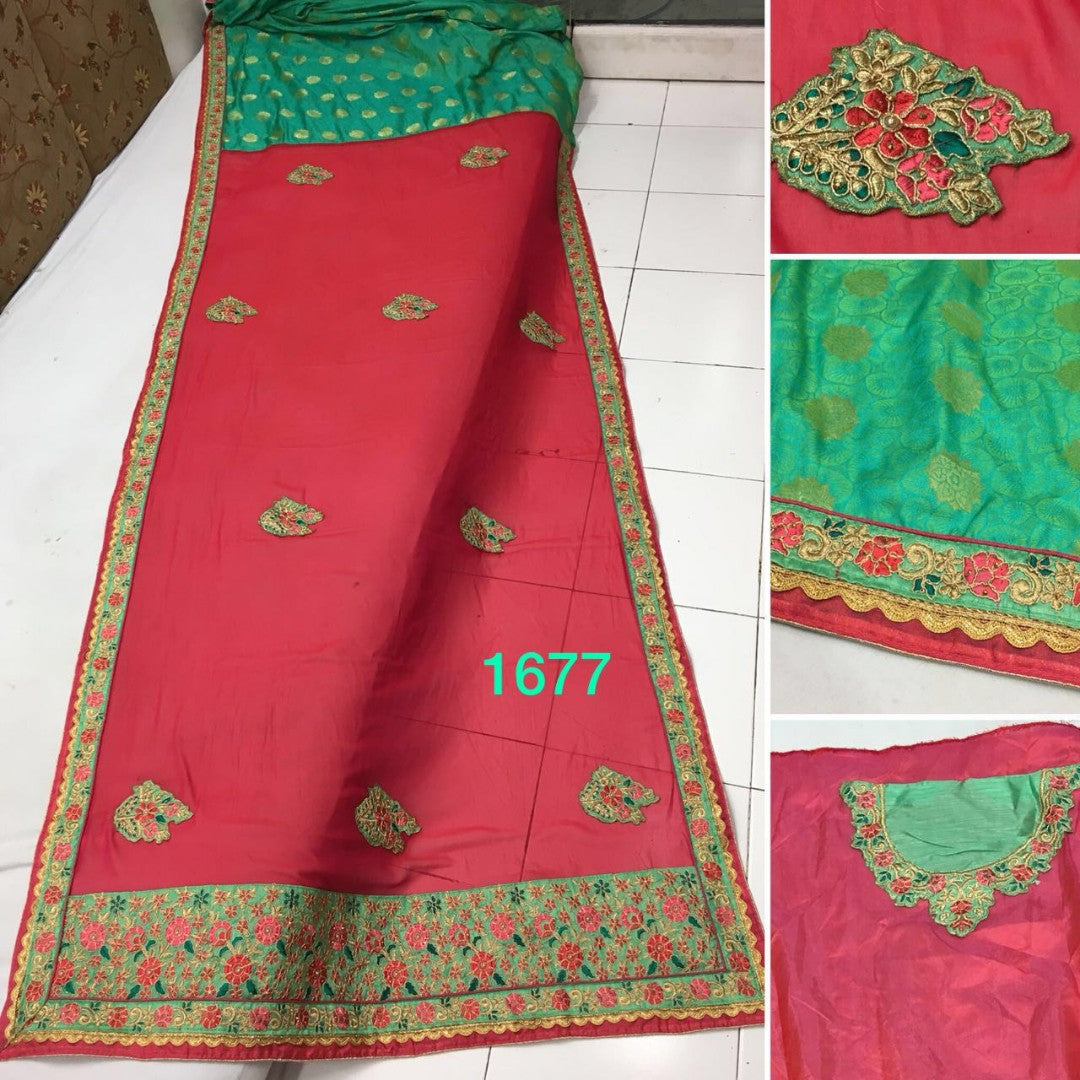 pink georgette silk embroidered wedding saree