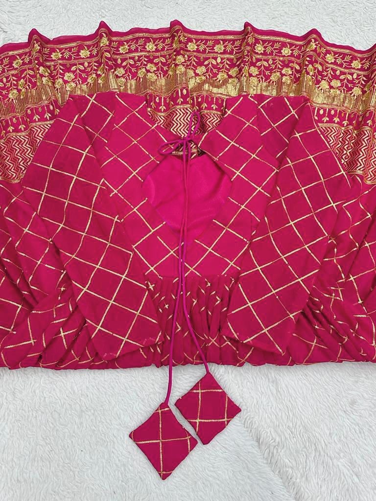 Pink georgette thread sequence work wedding anarkali suit