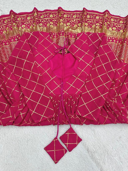 Pink georgette thread sequence work wedding anarkali suit