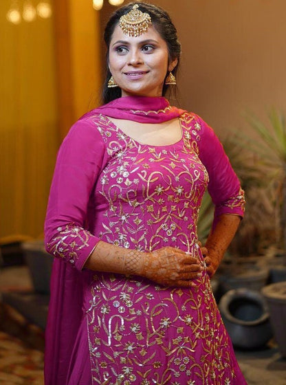 Pink heavy georgette fully embroidered party wear lehenga choli