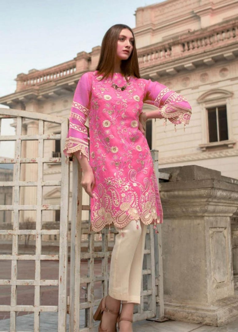 Pink heavy rangoli silk embroidery and cut work salwar suit