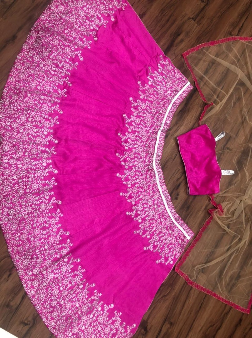 Pink malbari silk embroidered wedding lehenga choli