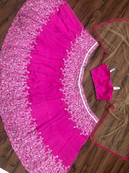 Pink malbari silk embroidered wedding lehenga choli