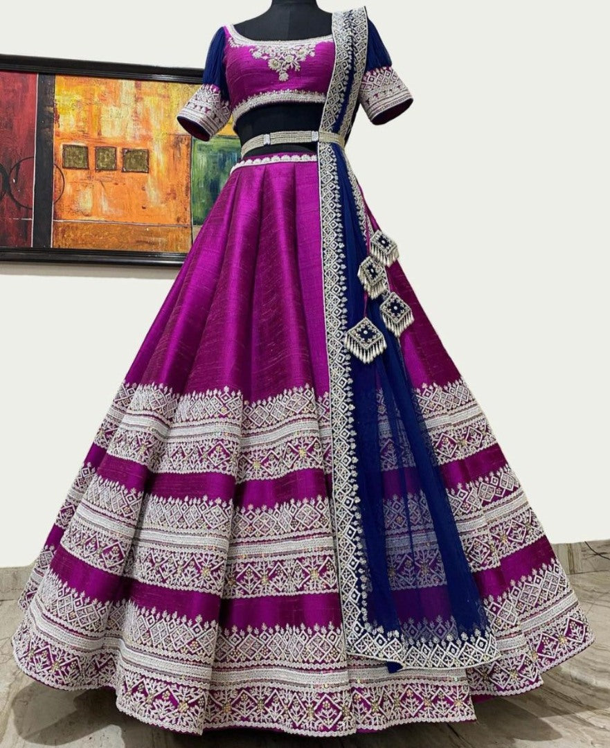 Pink malbari silk heavy embroidered wedding lehenga choli