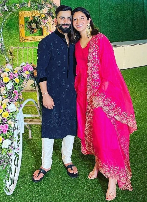 Pink maslin cotton plain anarkali suit with embroidered dupatta