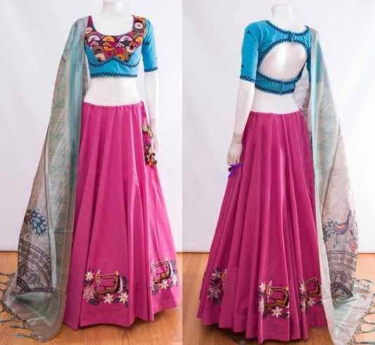 pink mastani silk embroidered navratri special lehenga choli