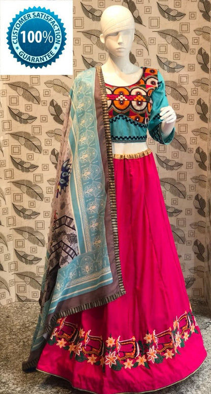 pink mastani silk embroidered navratri special lehenga choli