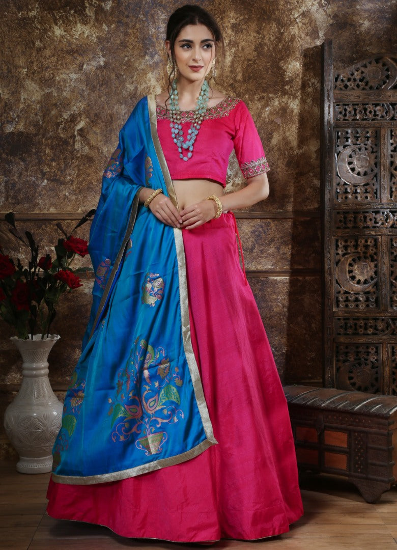 Pink mastani silk pearl & foil work ceremonial lehenga choli