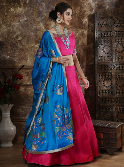 Pink mastani silk pearl & foil work ceremonial lehenga choli