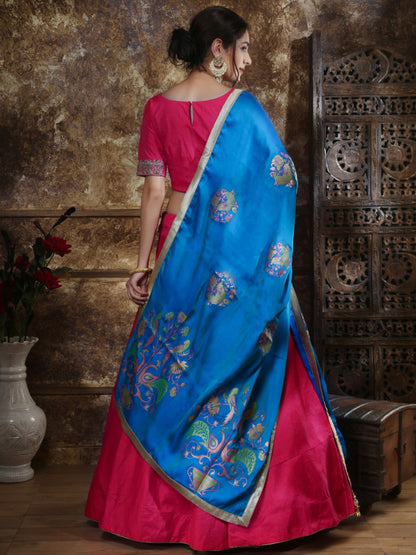 Pink mastani silk pearl & foil work ceremonial lehenga choli