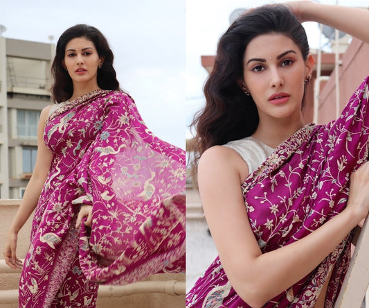 Pink moss digital printed saree