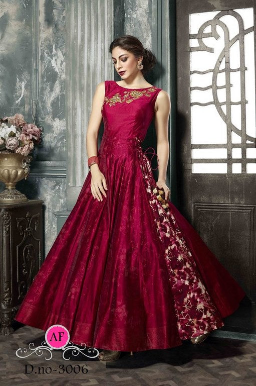 pink organza and malbari silk hand worked partywear anarkali suit