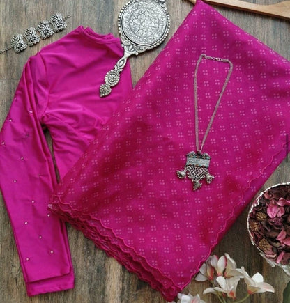 Pink organza silk digital printed work fancy saree