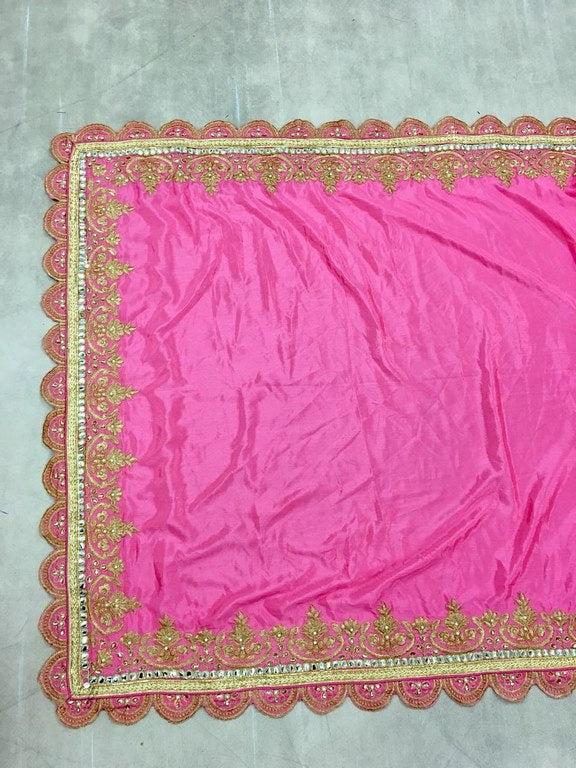 pink paper silk embroidered designer wedding saree
