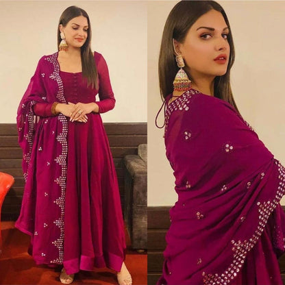 Pink plan georgette party wear anarkali suit