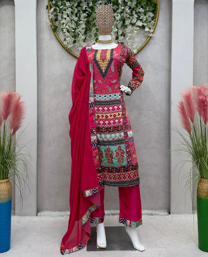 Pink printed pant suit