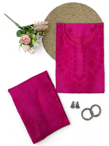 Pink rayon thread work palazzo kurti