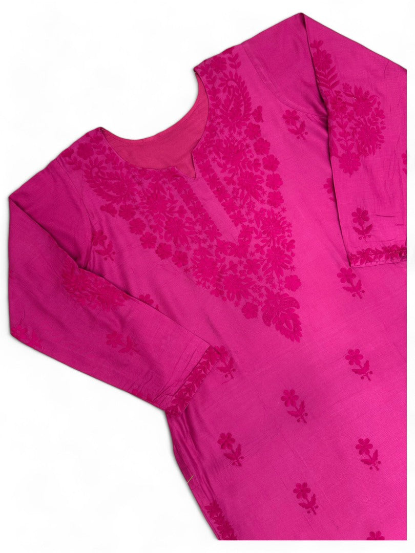 Pink rayon thread work palazzo kurti