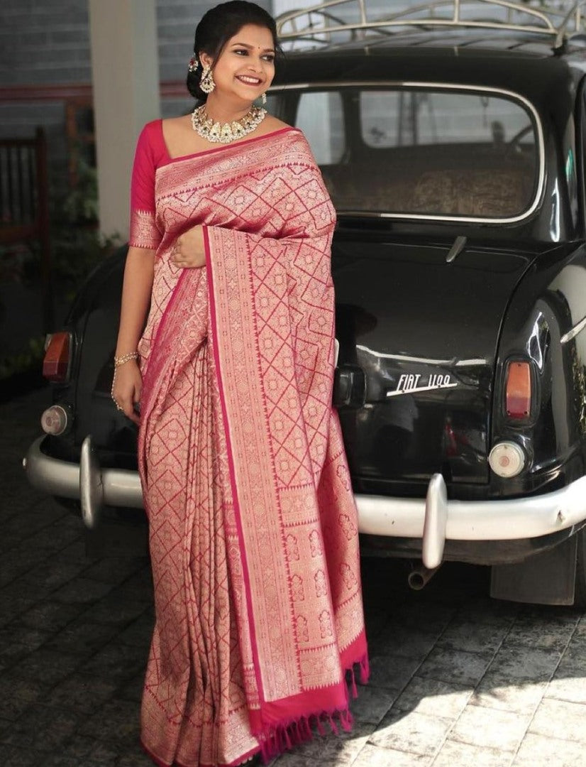 Pink soft lichi silk