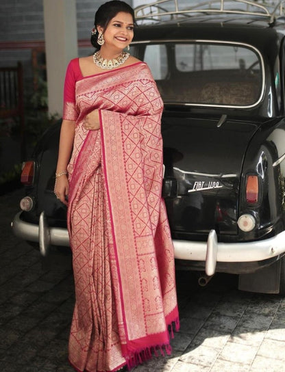 Pink soft lichi silk