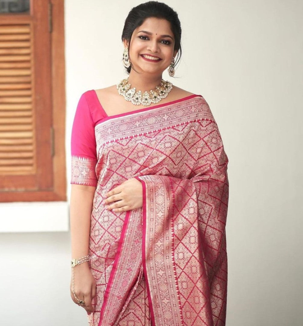 Pink soft lichi silk