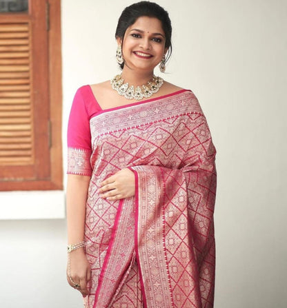 Pink soft lichi silk