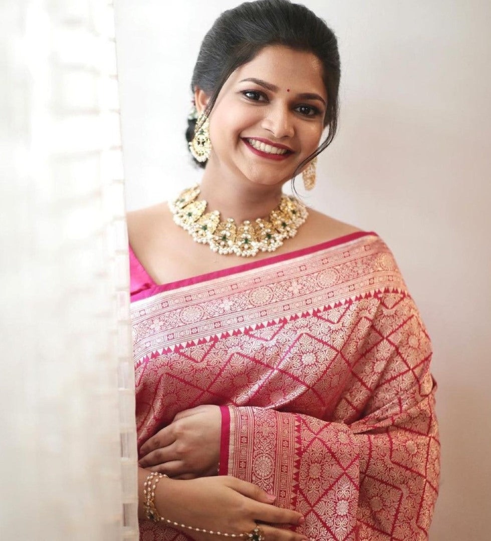 Pink soft lichi silk