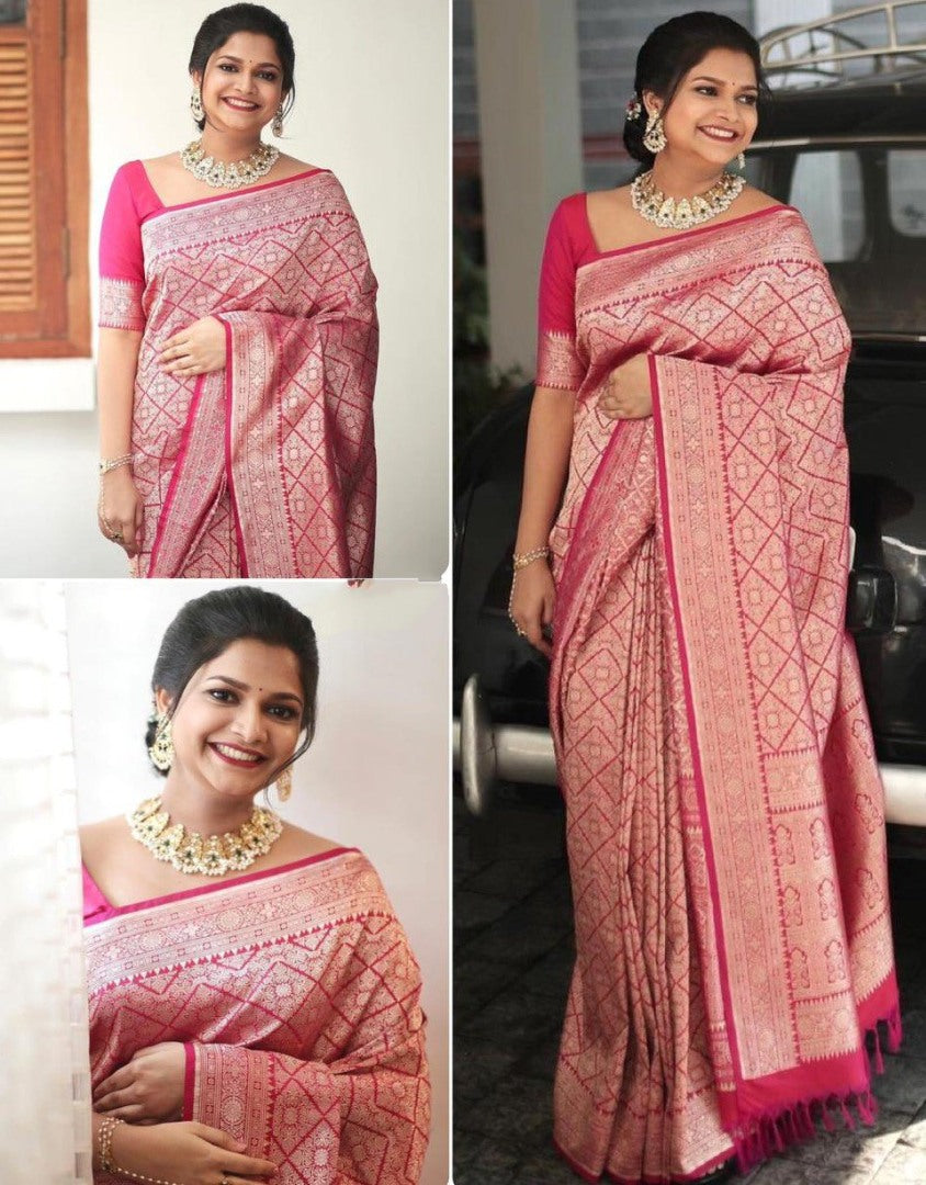 Pink soft lichi silk