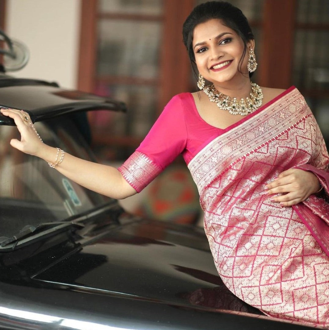 Pink soft lichi silk