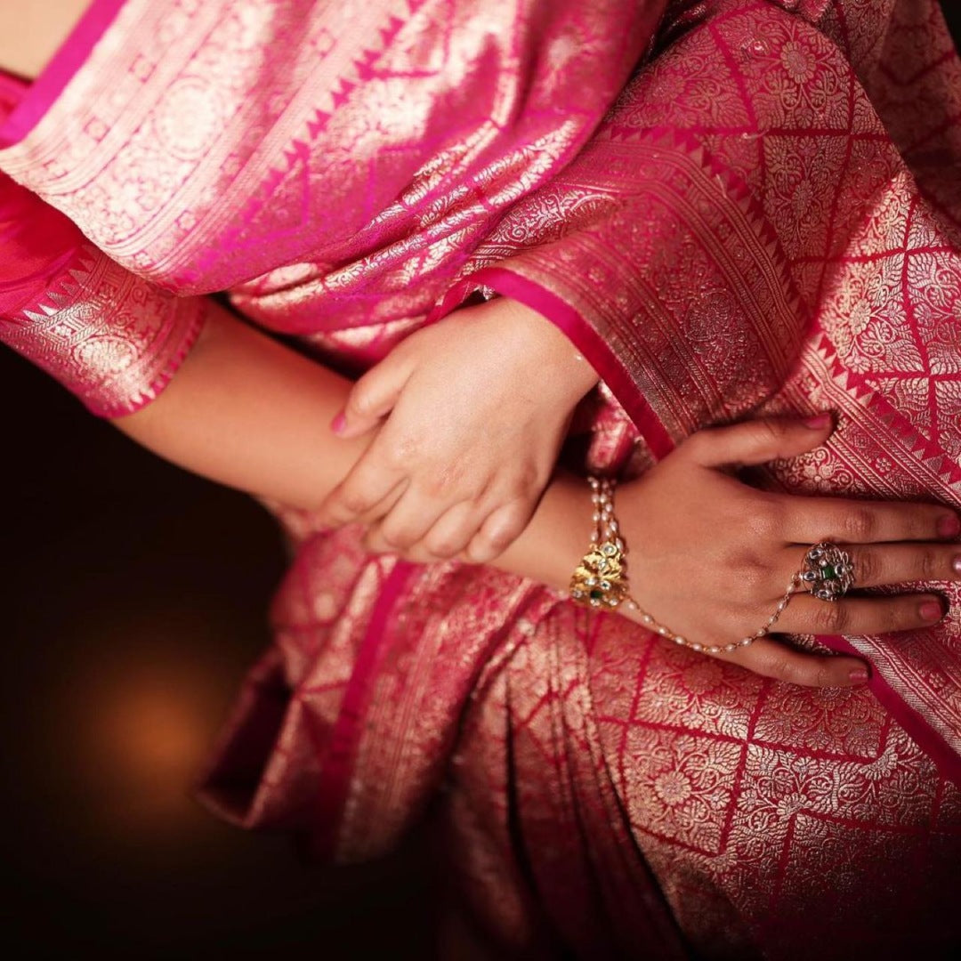 Pink soft lichi silk