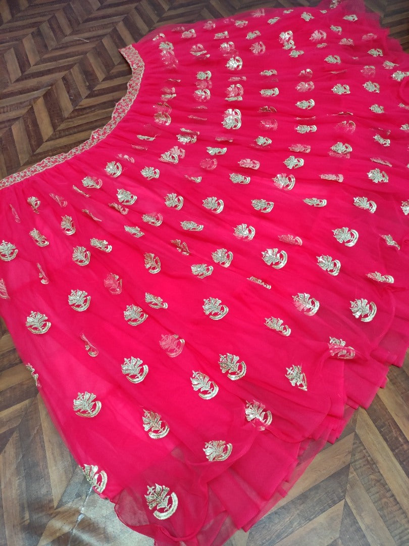 Pink soft net sequence work wedding lehenga choli