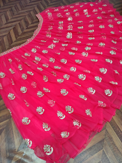 Pink soft net sequence work wedding lehenga choli