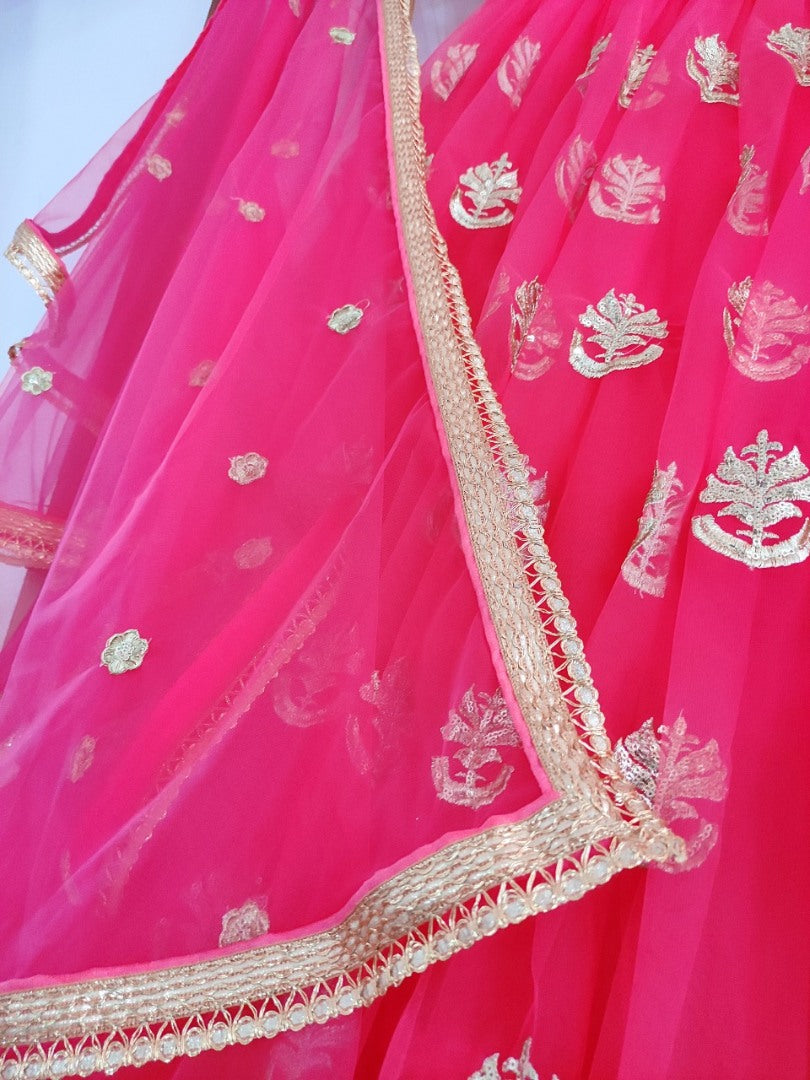 Pink soft net sequence work wedding lehenga choli