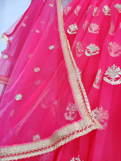 Pink soft net sequence work wedding lehenga choli