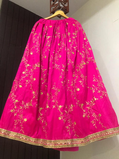 pink soft tapeta silk embroidered wedding lehenga