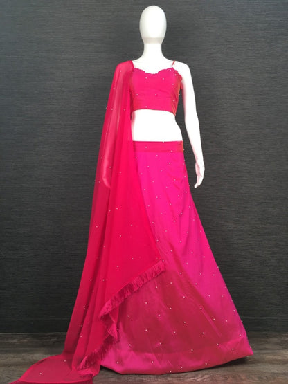 Pink taffeta silk beautiful girlish lehenga choli