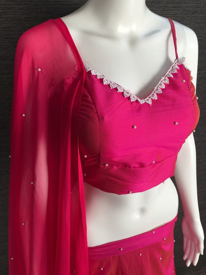 Pink taffeta silk beautiful girlish lehenga choli