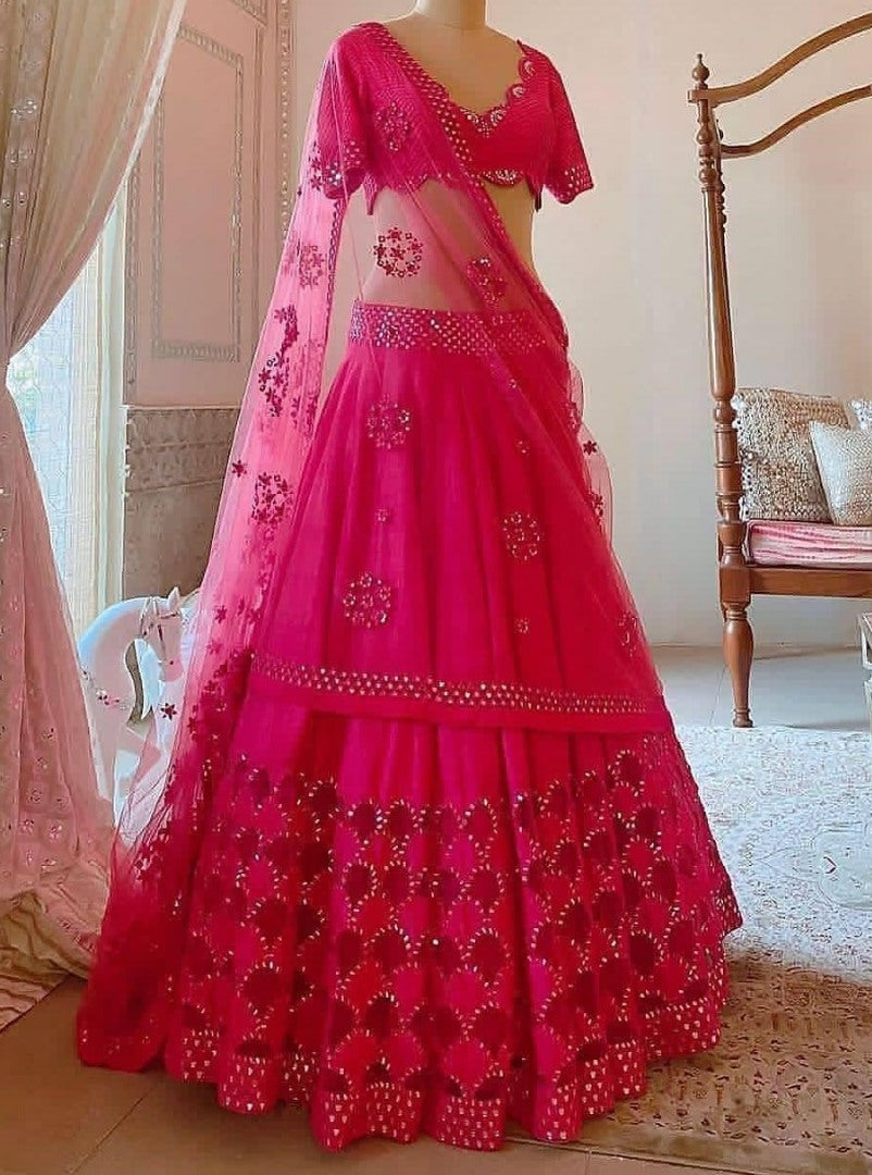 Pink tapeta sequence work ceremonial lehenga choli