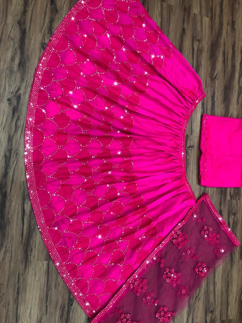 Pink tapeta sequence work ceremonial lehenga choli