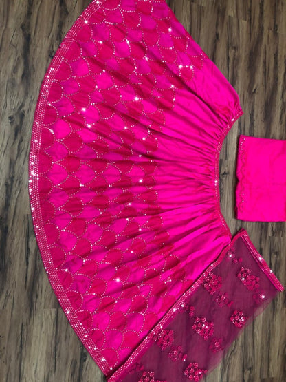 Pink tapeta sequence work ceremonial lehenga choli