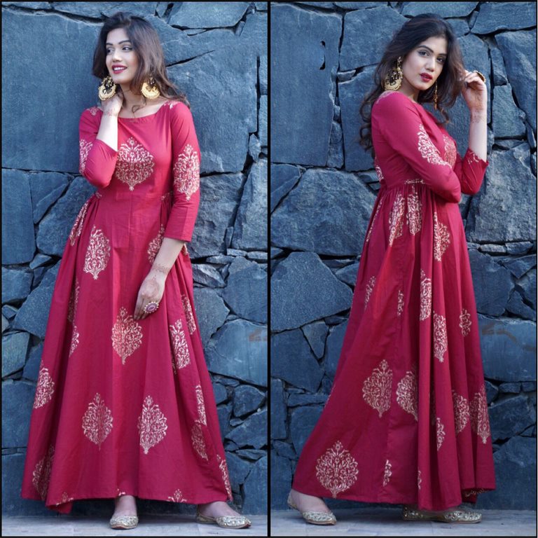 Pink tapeta silk embroidered semistitched gown