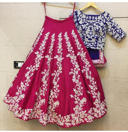 Pink tapeta silk heavy thread embroidered beautiful lehengha choli