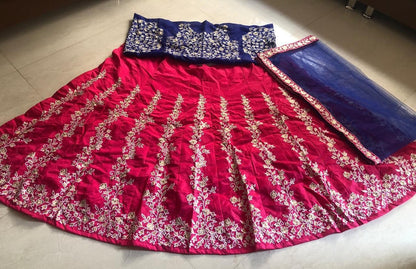 Pink tapeta silk heavy thread embroidered beautiful lehengha choli